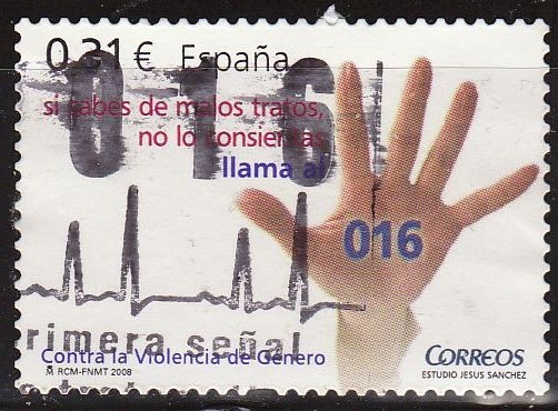 España 2008 4389 Sello º Contra la violencia de Género violence de genre Timbre Espagne Spain Spagna